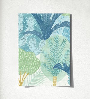 Papel pintado de árboles y cactus estilo tropical Town Forest 680809