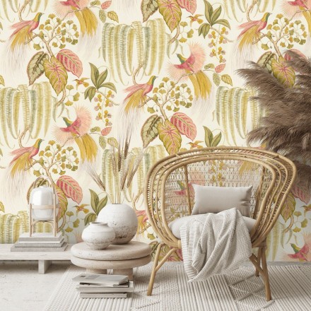 Papel pintado artístico de aves y plantas Rinko Royal 127787