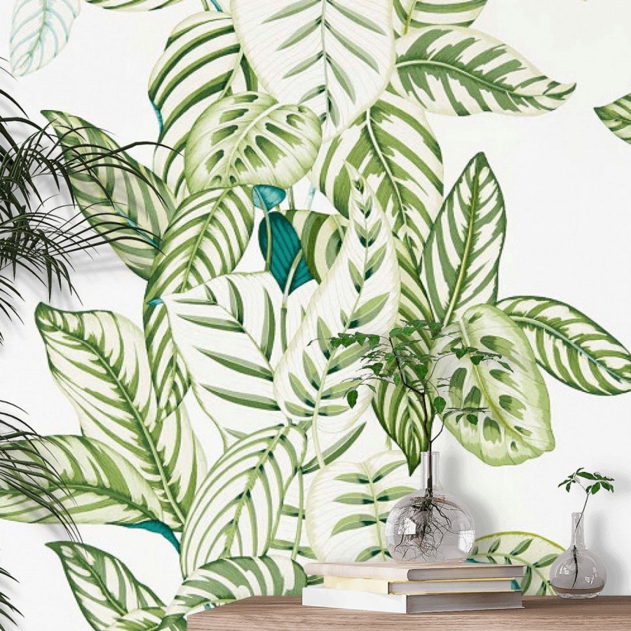 Papel pintado hojas verdes estilo tropical Palms Resort 127775