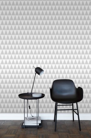 Papel pintado triángulos gris claro y blanco estilo nórdico Nordem Mountains 677329