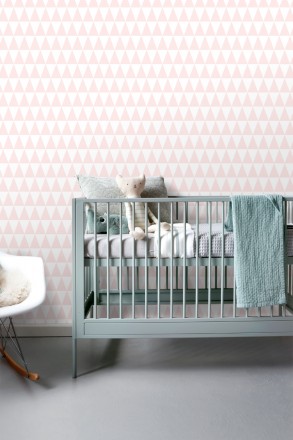 Papel pintado triángulos rosa y blanco estilo nórdico Nordem Mountains 677336