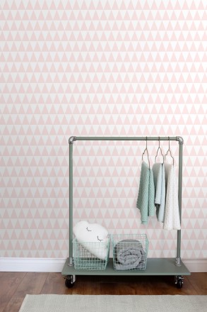 Papel pintado triángulos rosa y blanco estilo nórdico Nordem Mountains 677336
