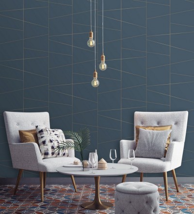 Papel pintado geométrico lineas metalizadas estilo Art déco Luxury Lines 680947