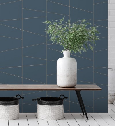 Papel pintado geométrico lineas metalizadas estilo Art déco Luxury Lines 680947