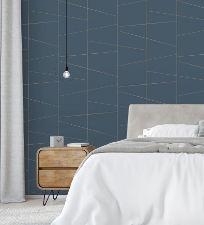 Papel pintado geométrico lineas metalizadas estilo Art déco Luxury Lines 680947