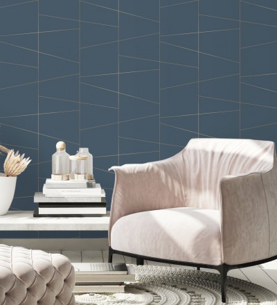Papel pintado geométrico lineas metalizadas estilo Art déco Luxury Lines 680947