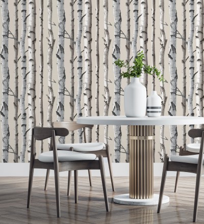 Papel pintado tronco de árboles de estilo nórdico Nordic Forest 680891