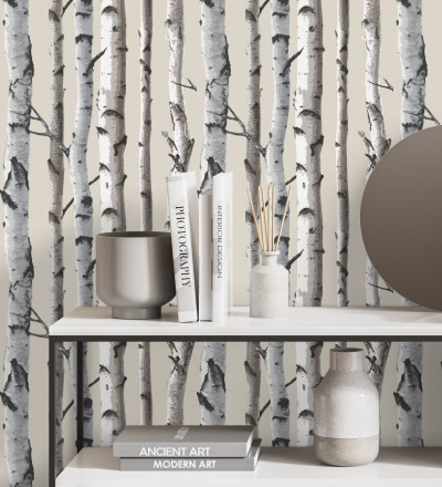Papel pintado tronco de árboles de estilo nórdico Nordic Forest 680891