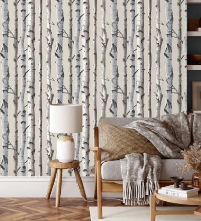 Papel pintado tronco de árboles de estilo nórdico Nordic Forest 680891