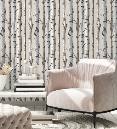 Papel pintado tronco de árboles de estilo nórdico Nordic Forest 680891