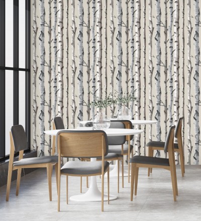 Papel pintado tronco de árboles de estilo nórdico Nordic Forest 680891