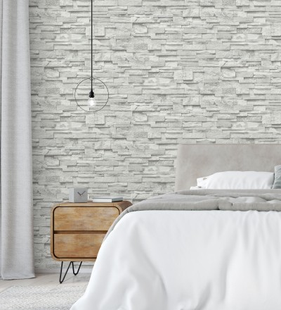 Papel pintado piedra pizarra minimalista gris claro Austin Stone 127673