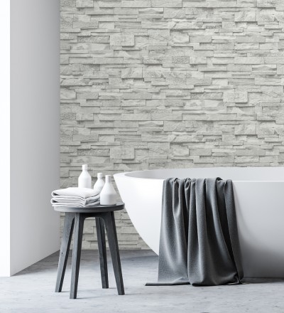 Papel pintado piedra pizarra minimalista gris claro Austin Stone 127673