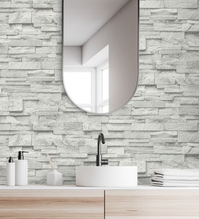 Papel pintado piedra pizarra minimalista gris claro Austin Stone 127673