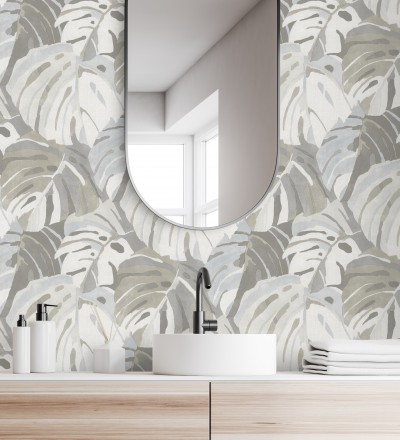 Papel pintado de hojas tropicales grandes estilo pop art Tropical Island 680773