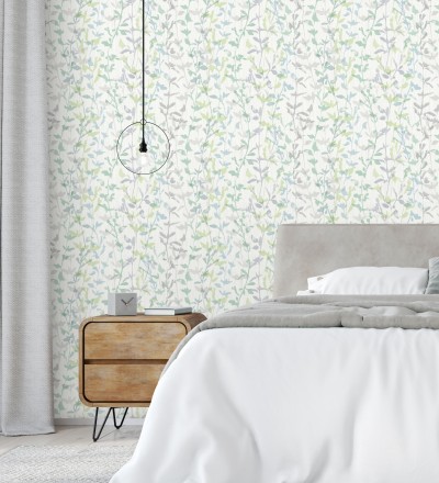 Papel pintado de ramas delgadas y hojas pequeñas Elva Forest 680856