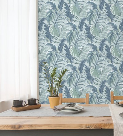 Papel pintado con dibujos de hojas tropicales Palmer Hill 680740