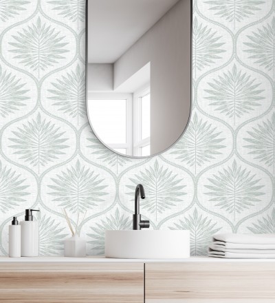 Papel pintado damasco con dibujo de hojas Forest Ornaments 680703