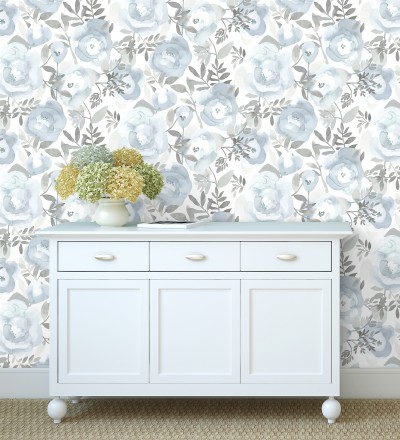 Papel pintado de flores pintadas en acuarela Camellias Garden 680628