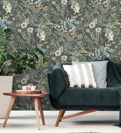 Papel pintado flores y hojas silvestres Marseille 679383