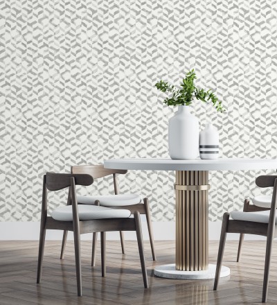 Papel pintado geométrico de estilo moderno tonos metalizados Kenmore 679782