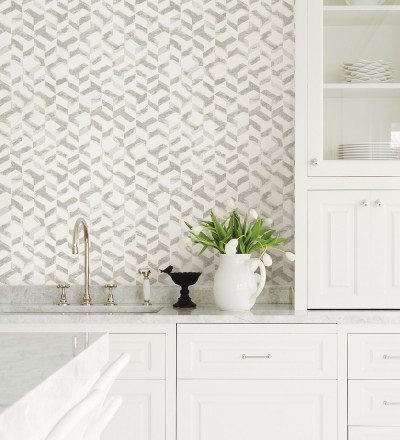 Papel pintado geométrico de estilo moderno tonos grises claros Kenmore 679783