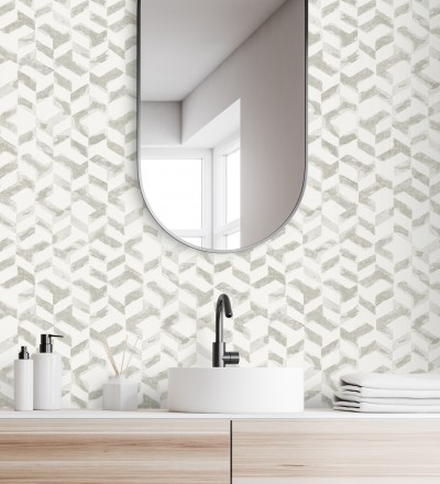 Papel pintado geométrico de estilo moderno tonos grises claros Kenmore 679783
