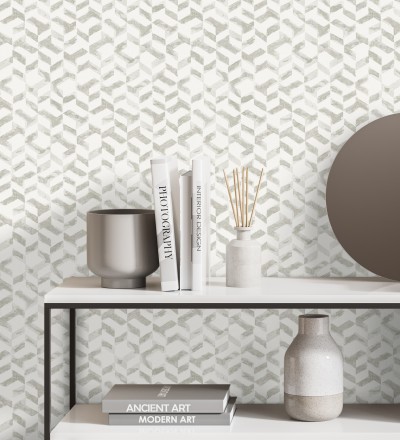 Papel pintado geométrico de estilo moderno tonos grises claros Kenmore 679783