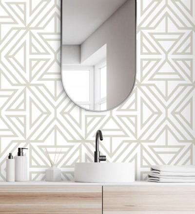Papel pintado geométrico moderno gris claro Monaco 679835