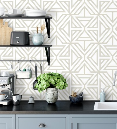 Papel pintado geométrico moderno gris claro Monaco 679835