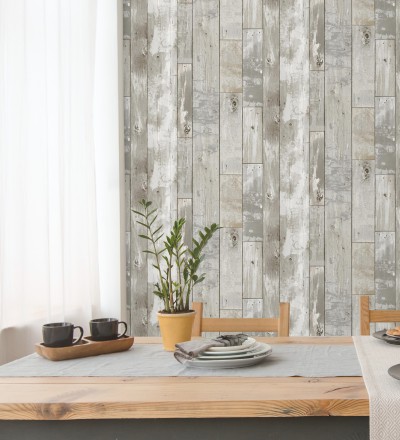 Papel pintado listones de madera estilo tropical Oporto 679634