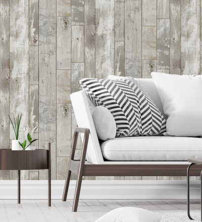 Papel pintado listones de madera estilo tropical Oporto 679634
