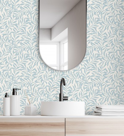 Papel pintado de hojas efecto nacarado fondo mate Didier 681208