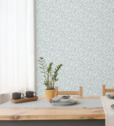Papel pintado de hojas efecto nacarado fondo mate Didier 681208