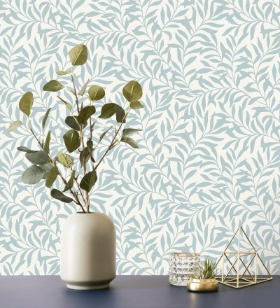 Papel pintado de hojas efecto nacarado fondo mate Didier 681208
