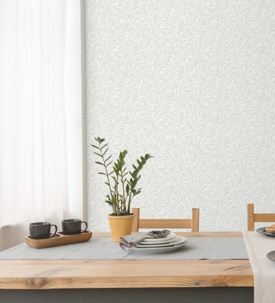 Papel pintado de hojas efecto nacarado fondo mate Didier 681205