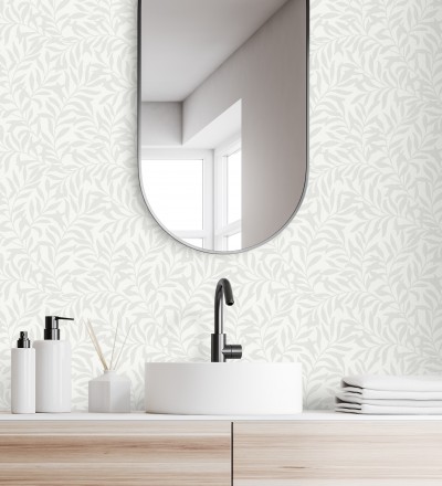 Papel pintado de hojas efecto nacarado fondo mate Didier 681205