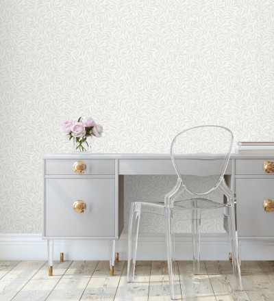 Papel pintado de hojas efecto nacarado fondo mate Didier 681205