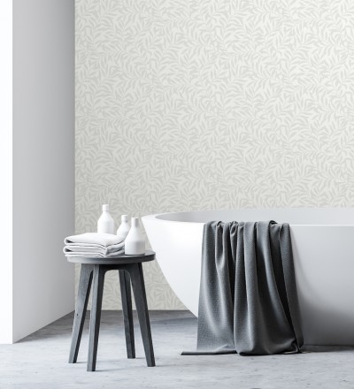 Papel pintado de hojas efecto nacarado fondo mate Didier 681205