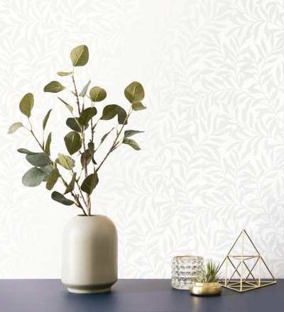 Papel pintado de hojas efecto nacarado fondo mate Didier 681205