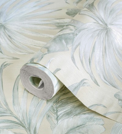 Papel pintado de hojas tropicales con relieve efecto pintura al óleo Habana Tropical 676367