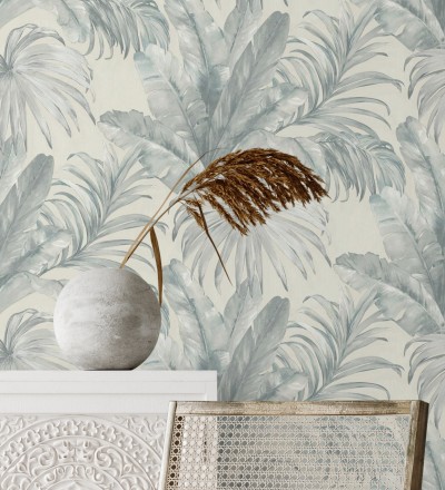 Papel pintado de hojas tropicales con relieve efecto pintura al óleo Habana Tropical 676367