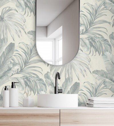 Papel pintado de hojas tropicales con relieve efecto pintura al óleo Habana Tropical 676367