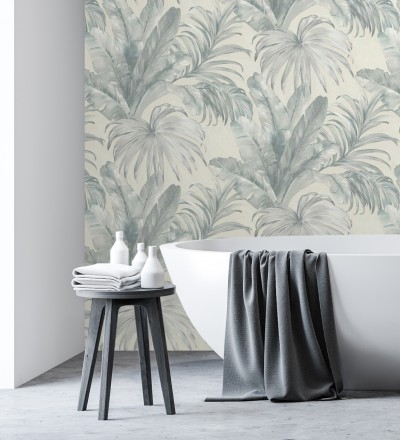Papel pintado de hojas tropicales con relieve efecto pintura al óleo Habana Tropical 676367