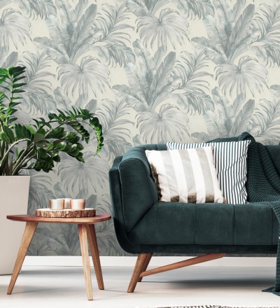 Papel pintado de hojas tropicales con relieve efecto pintura al óleo Habana Tropical 676367