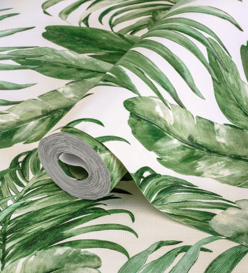 Papel pintado de hojas tropicales con relieve efecto pintura al óleo Habana Tropical 676369
