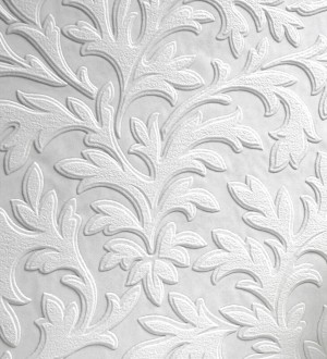 Papel pintado blanco repintable volutas de alto relieve Ornam Texture 123184