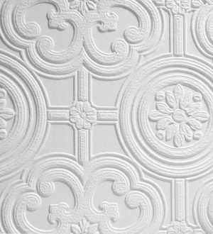 Papel pintado blanco clásico repintable texturizado de alto relieve Reso Texture 123186