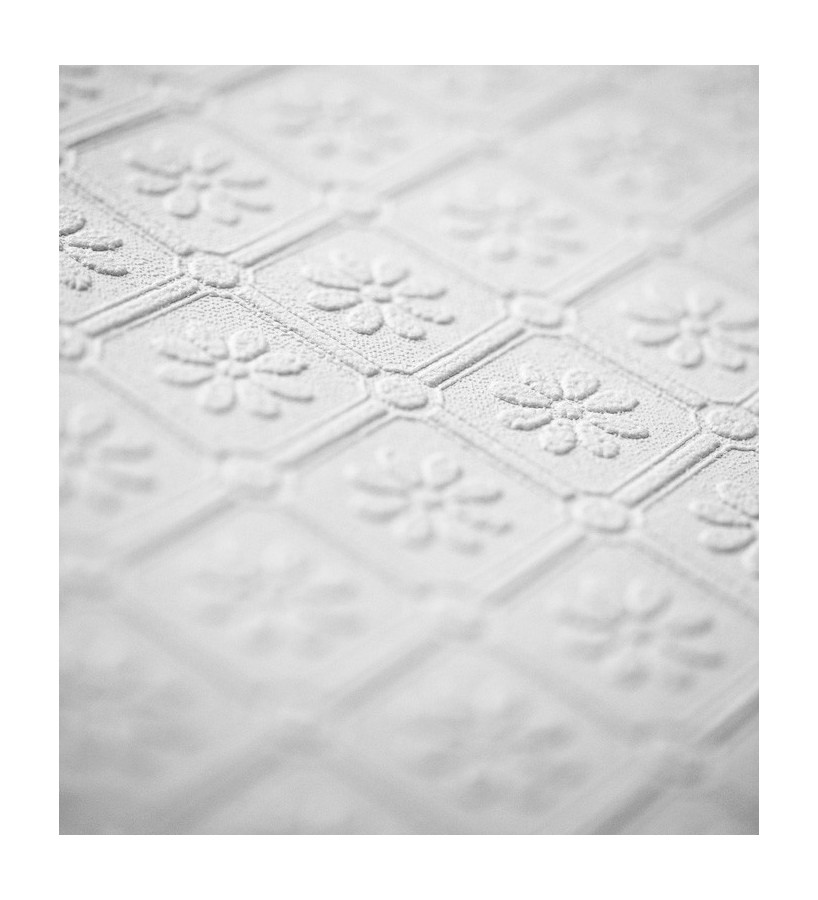 Papel pintado blanco de flores pequeñas repintable texturizado de alto relieve Angular Texture 123188
