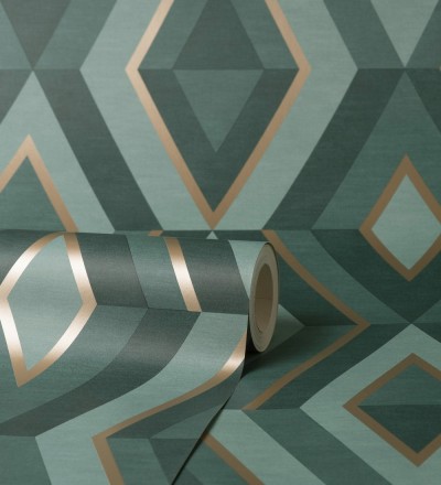 Papel pintado geométrico moderno con detalles metalizados Diamond Palace 680910